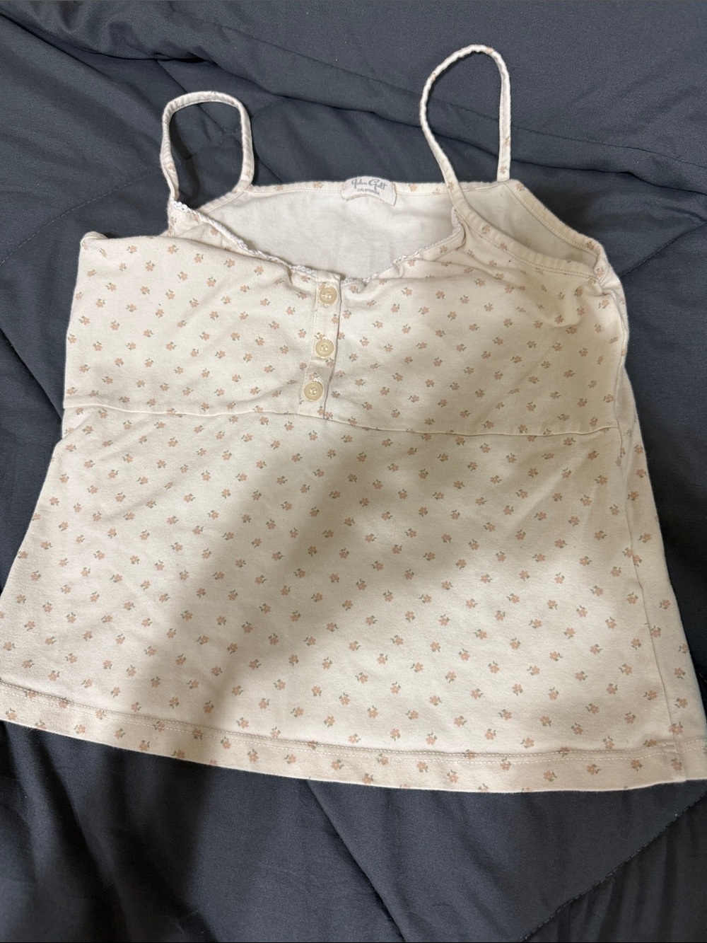 Brandy Melville Cream Floral Print Cropped Tank